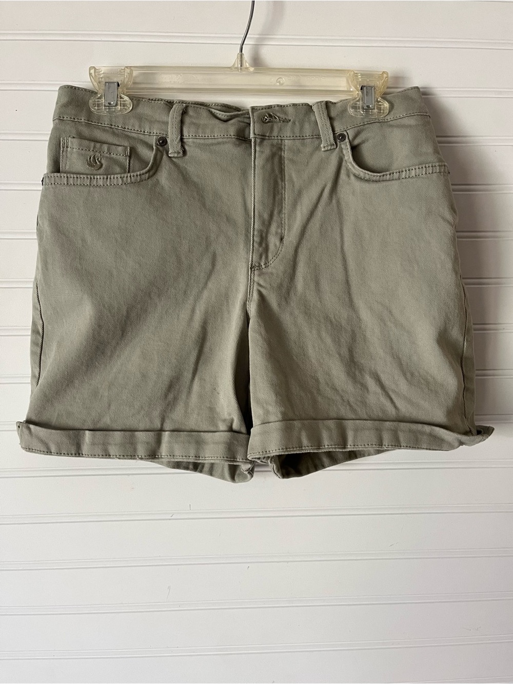 Gloria Vanderbilt Sage Green High-Rise Rolled Hem Vintage Denim Shorts